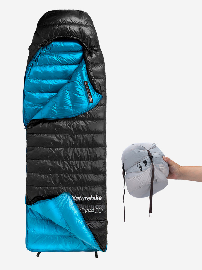 Мешок спальный Naturehike Ultralight CW400 M , 210х75 см, (правый) (ТК: +5C), черный