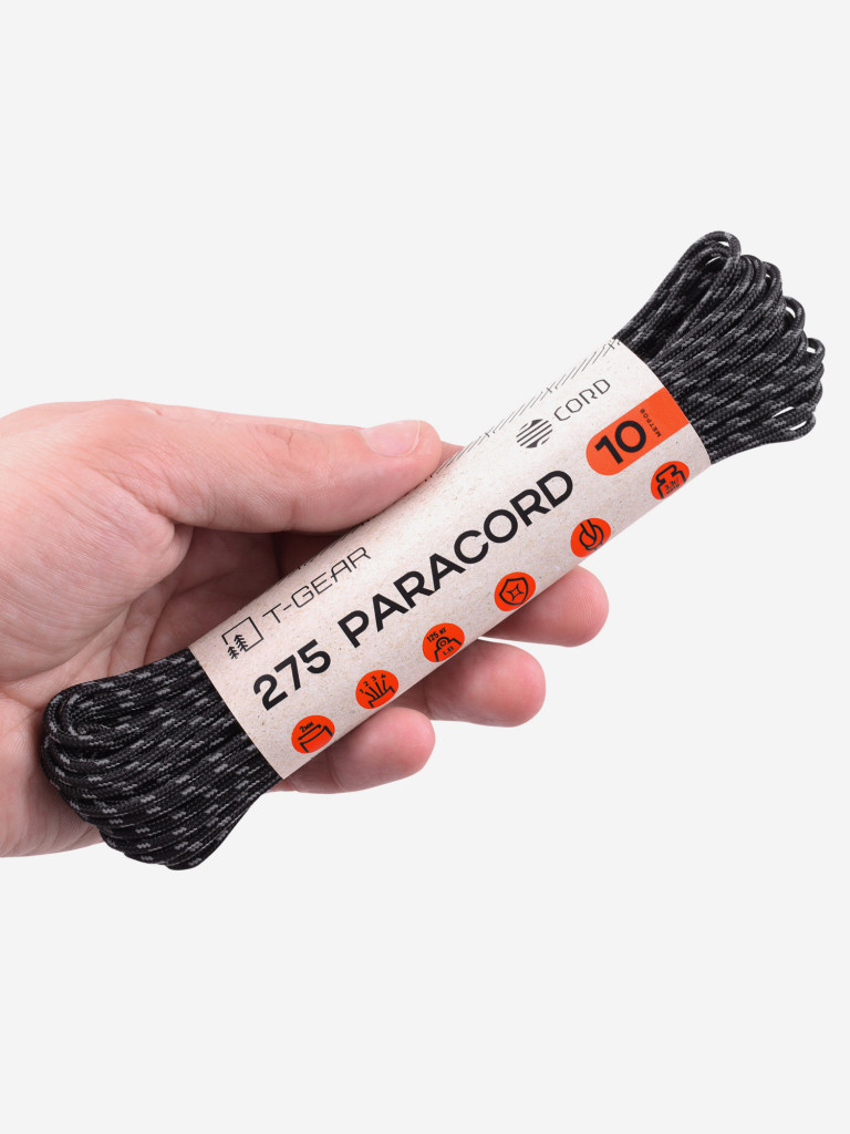 Паракорд 275 T-Gear x CORD nylon 10м световозвращающий (Black)