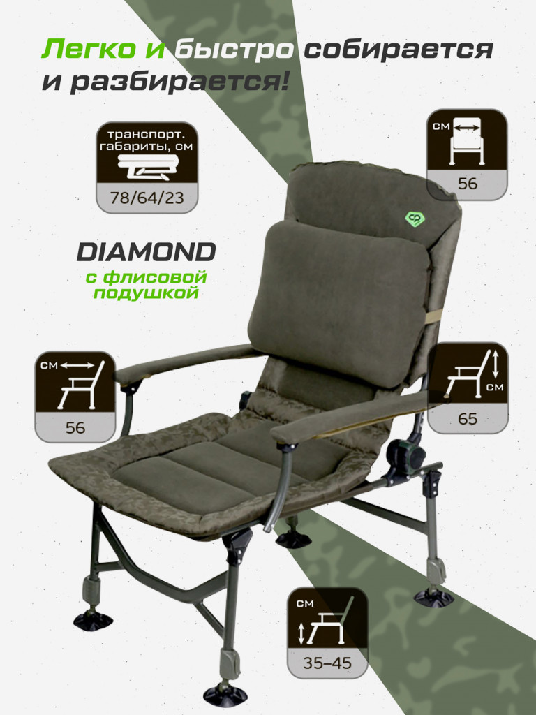 Кресло карповое CARP PRO Diamond c флисовой подушкой
