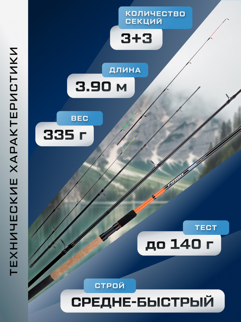 F-FISHING Удилище фидерное Fiaba Feeder 3,9м тест max 140г