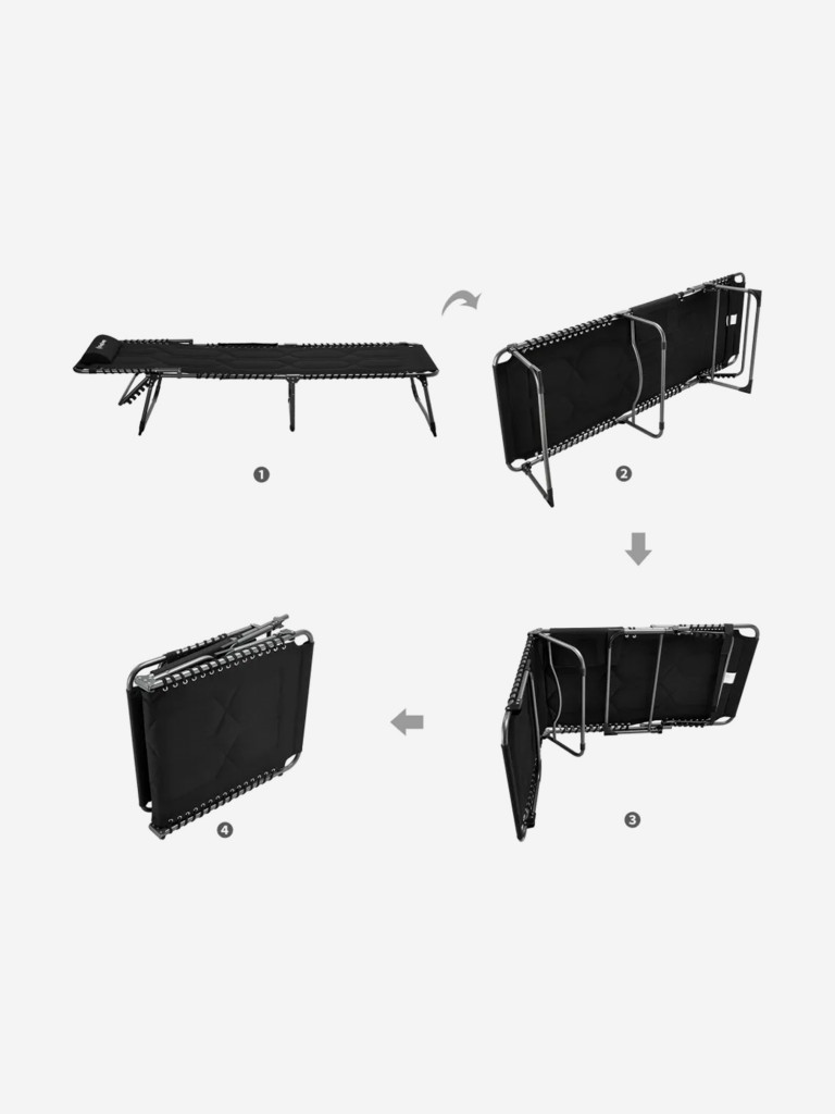 Шезлонг складной 2421/2021 Bavaria Cozy Cot сталь, черный, 200х68х35/38см