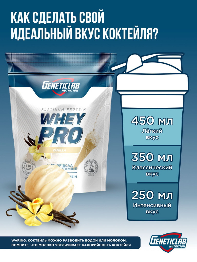 Протеин WHEY PRO 1000 g Ваниль Geneticlab Nutrition