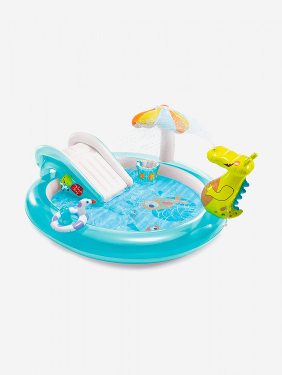 Игровой центр Intex 57165NP "Аллигатор" с разбрызгивателем , горкой и игрушками 201х170х84см 160л