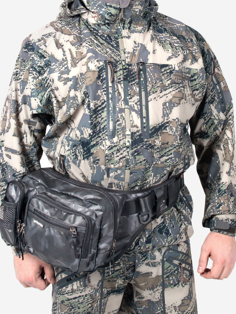 Сумка рыболовная Yaman Fishing Hip Bag, 28х21х17 см, цвет серый камуфляж.