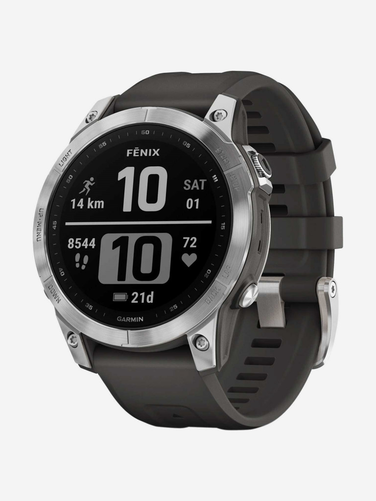 Спортивные часы Garmin Fenix 7 Silver с силиконовым ремешком