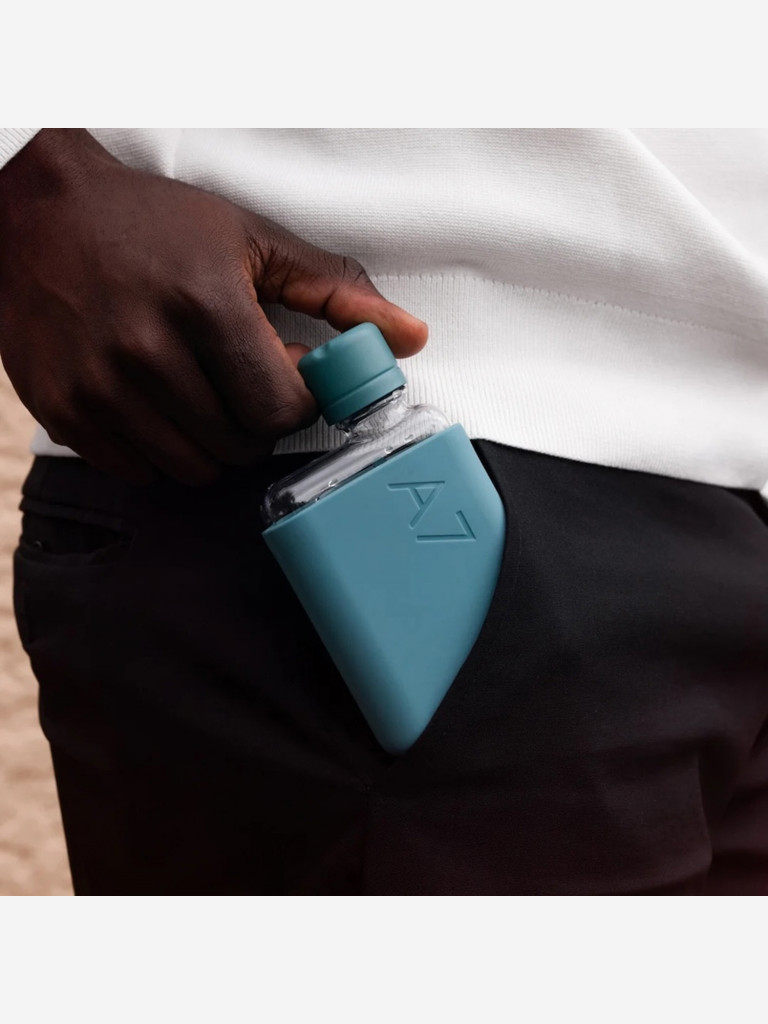 Бутылка с силиконовым чехлом Memobottle A7, голубой