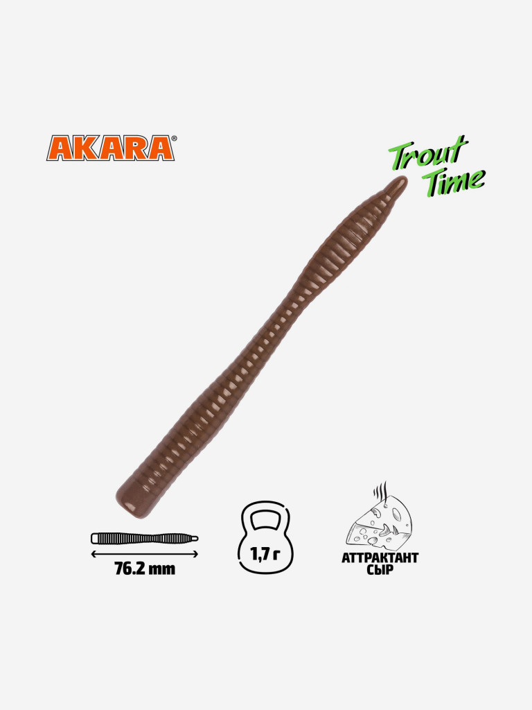 Силиконовая приманка Akara Trout Time WORM 3 Cheese 458 (20 шт.)