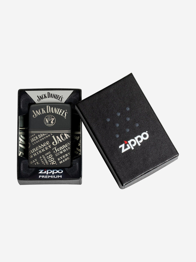 Зажигалка бензиновая ветроустойчивая Zippo Jack Daniel's Black Matte