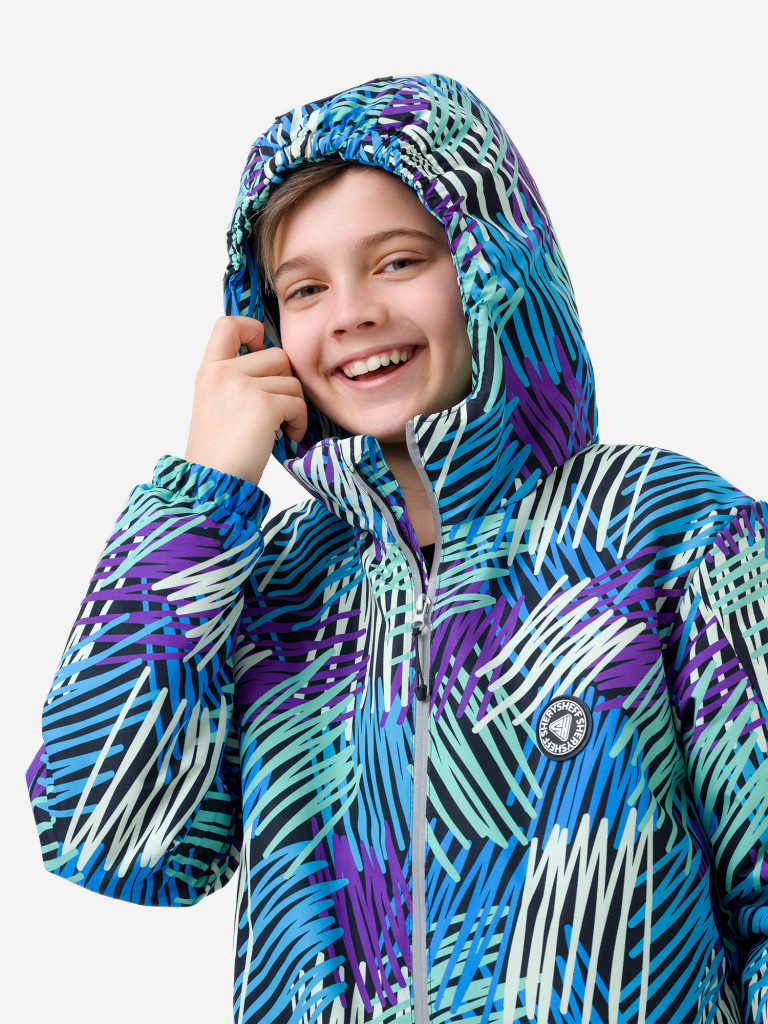 Комбинезон горнолыжный для детей Sherysheff В23197 Штрихи синий/фиолетовый