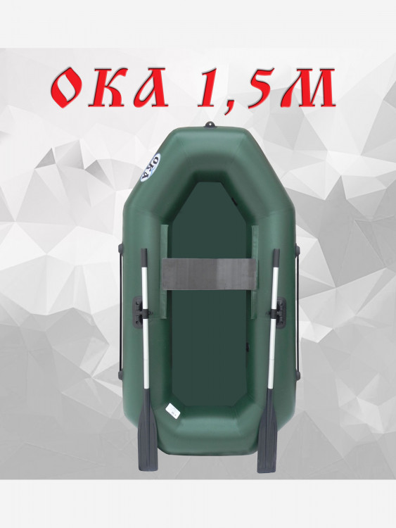 Надувная лодка пвх Ока 1.5м (220 см) гребная, цвет зеленый, одноместная