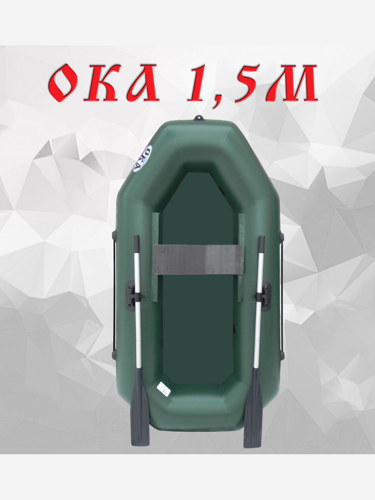 Надувная лодка пвх Ока 1.5м (220 см) гребная, цвет зеленый, одноместная
