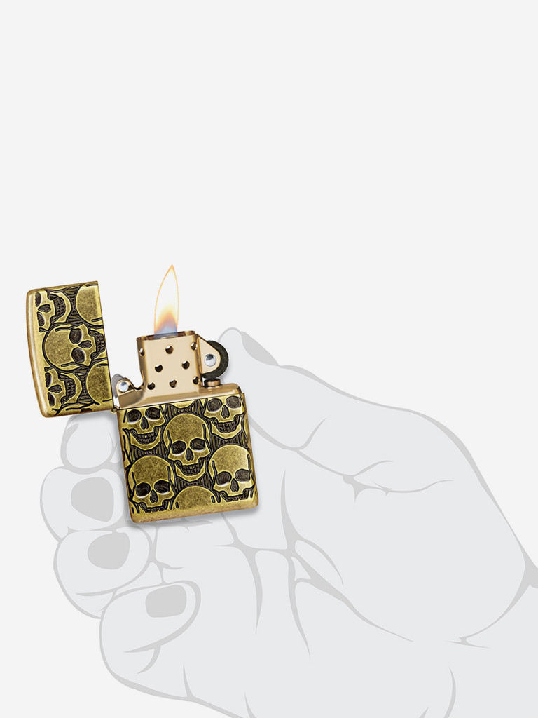 Зажигалка бензиновая ветроустойчивая Zippo Armor Cackling Cranium Antique