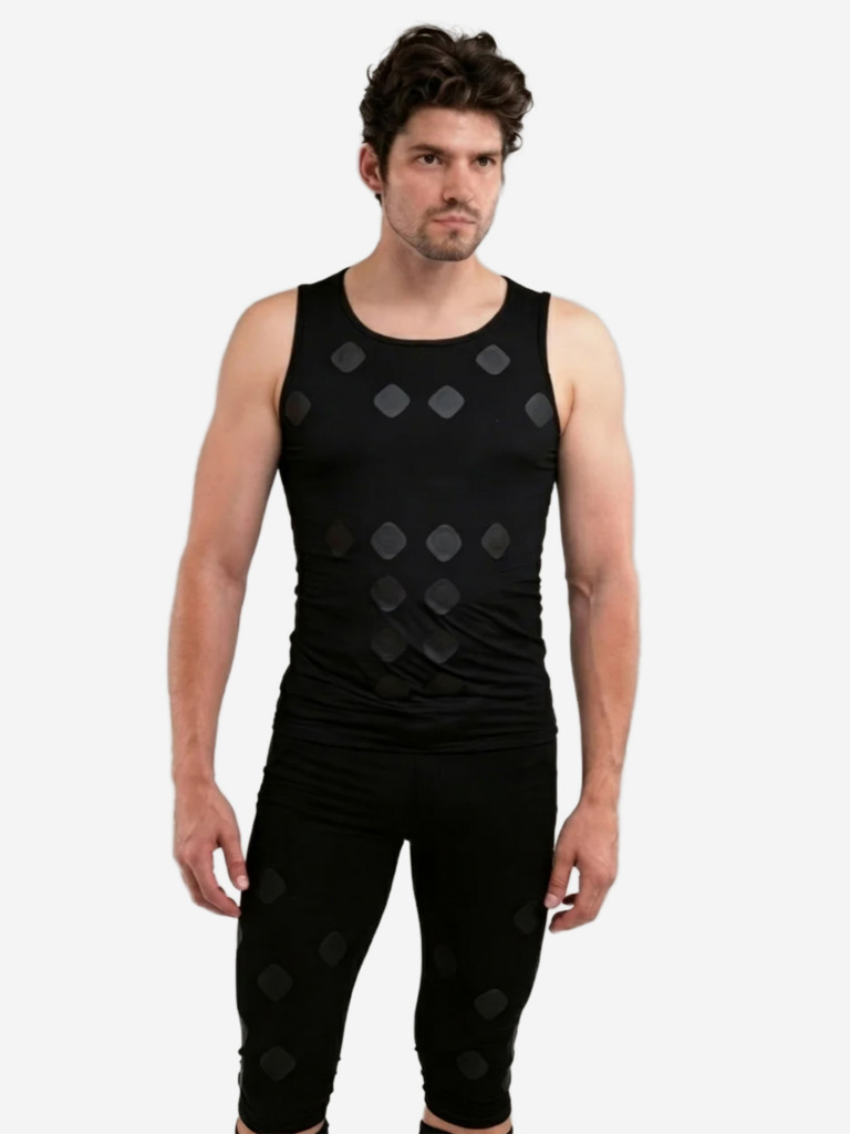 Компрессионная футболка без рукавов-суппорт спины SportDots, мужская, TOP-M-BL