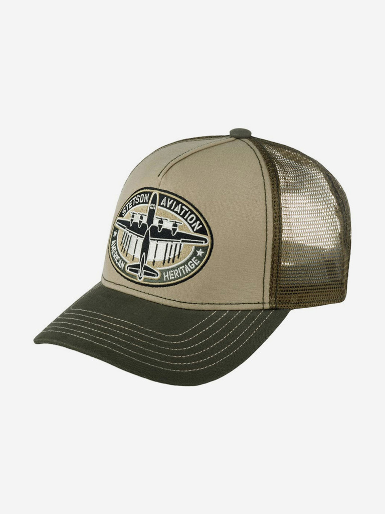 Бейсболка с сеточкой STETSON 7761107 TRUCKER CAP AVIATION (оливковый)