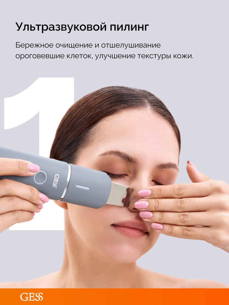 Прибор многофункциональный для лица с насадками GESS THE ONE, уз-чистка, микротоки, RF-лифтинг, роликовый массаж