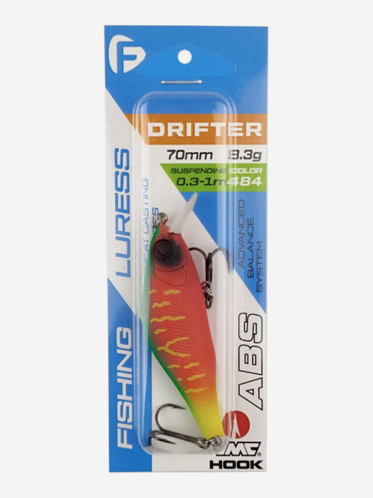 Воблер F-FISHING Drifter 70мм 8.3г 0.3-1.0м 484 Суспендр