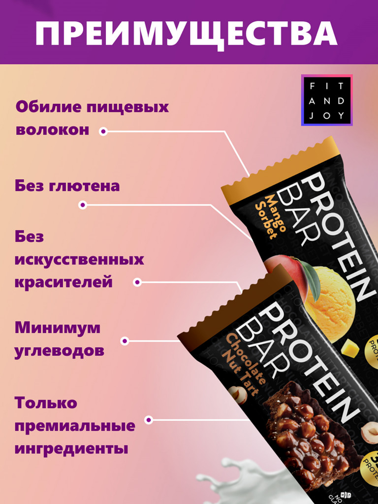 Протеиновые батончики без глазури 16шт 4 вкуса, без сахара