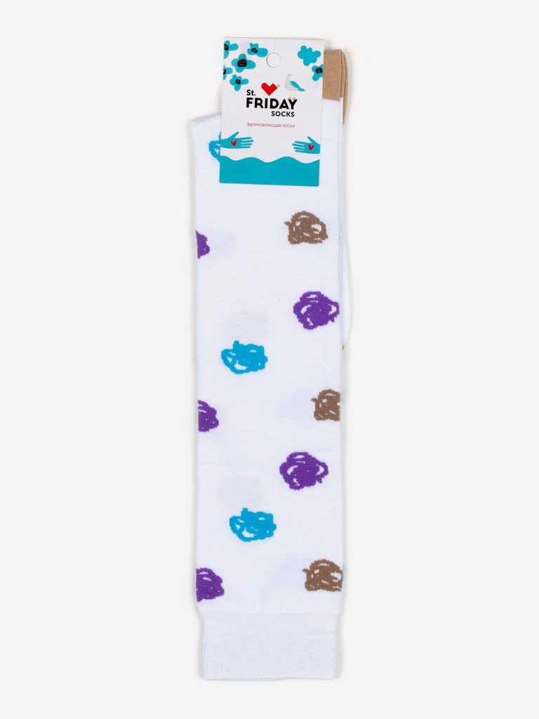 Гольфы с рисунками St.Friday Socks, Каракули, Белые