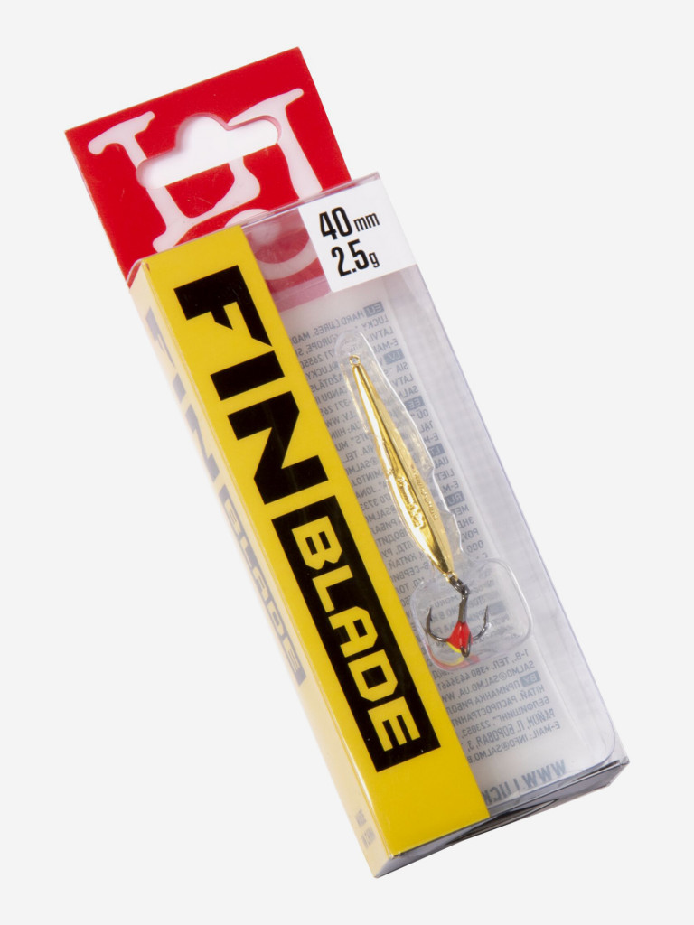 Блесна вертикальная зимняя Lucky John FIN Blade с цепочкой и тройником, длина 40 мм G, блистер