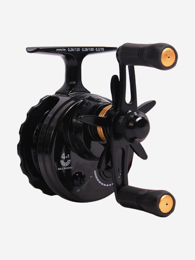 Катушка инерционная (зимняя) Black Side ICE ZEAL (4+1 подш.), черная, для зимней рыбалки под удочку и спиннинг на судака, окуня и другую рыбу