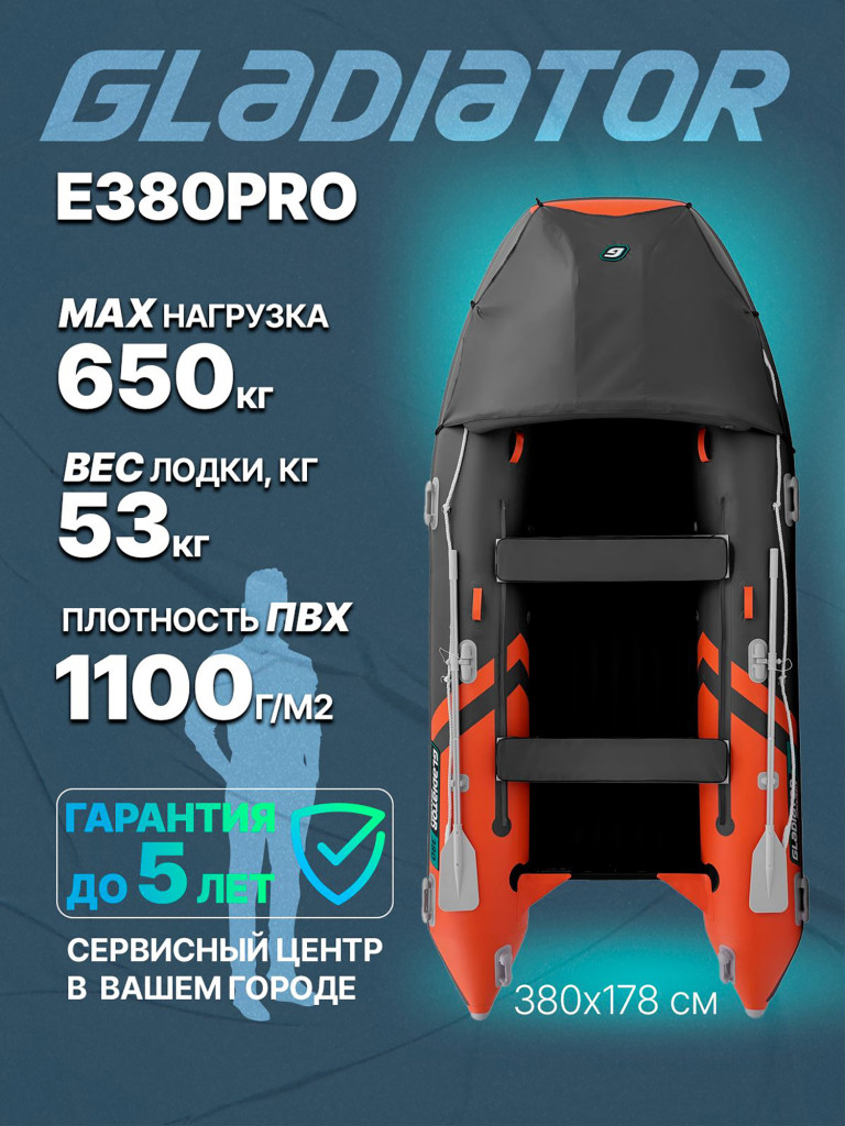 Надувная лодка GLADIATOR E380PRO