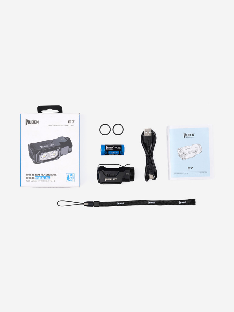 Налобный Фонарь Wuben E7 Black 5000К