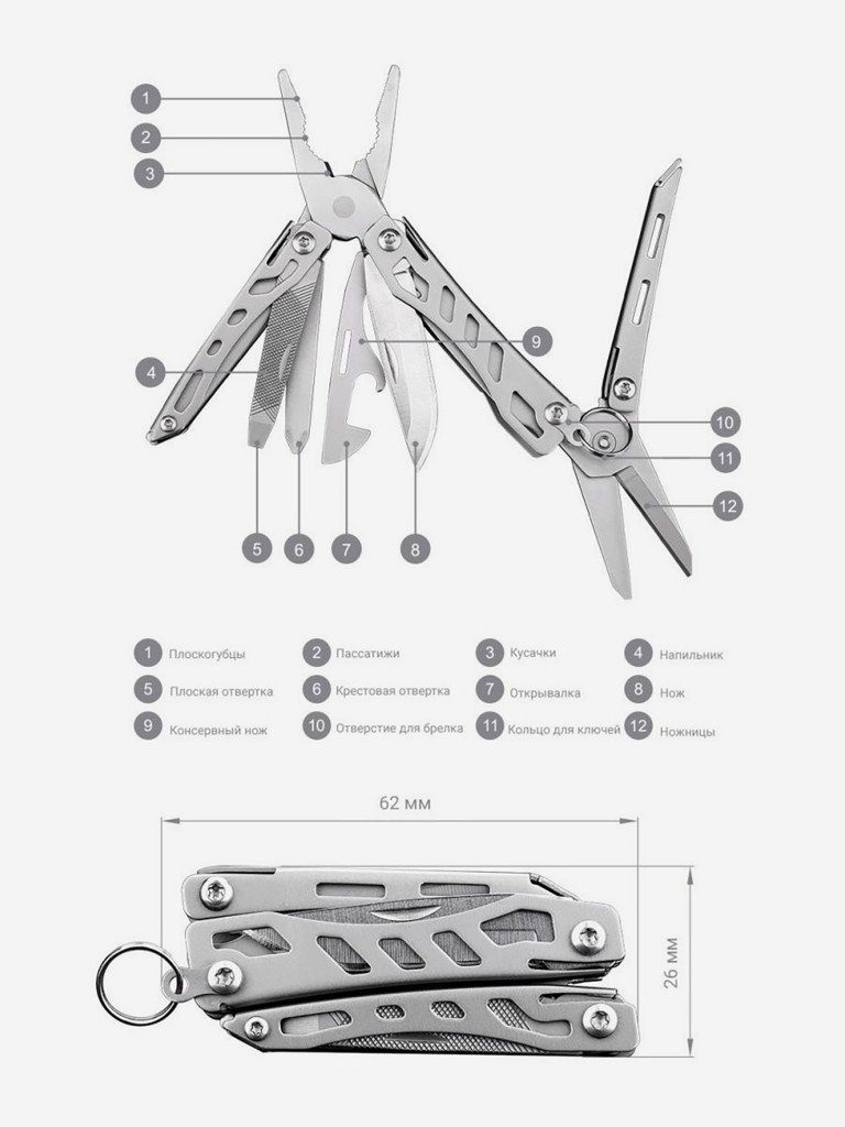 Мультиинструмент складной Nextool Mini Flagship