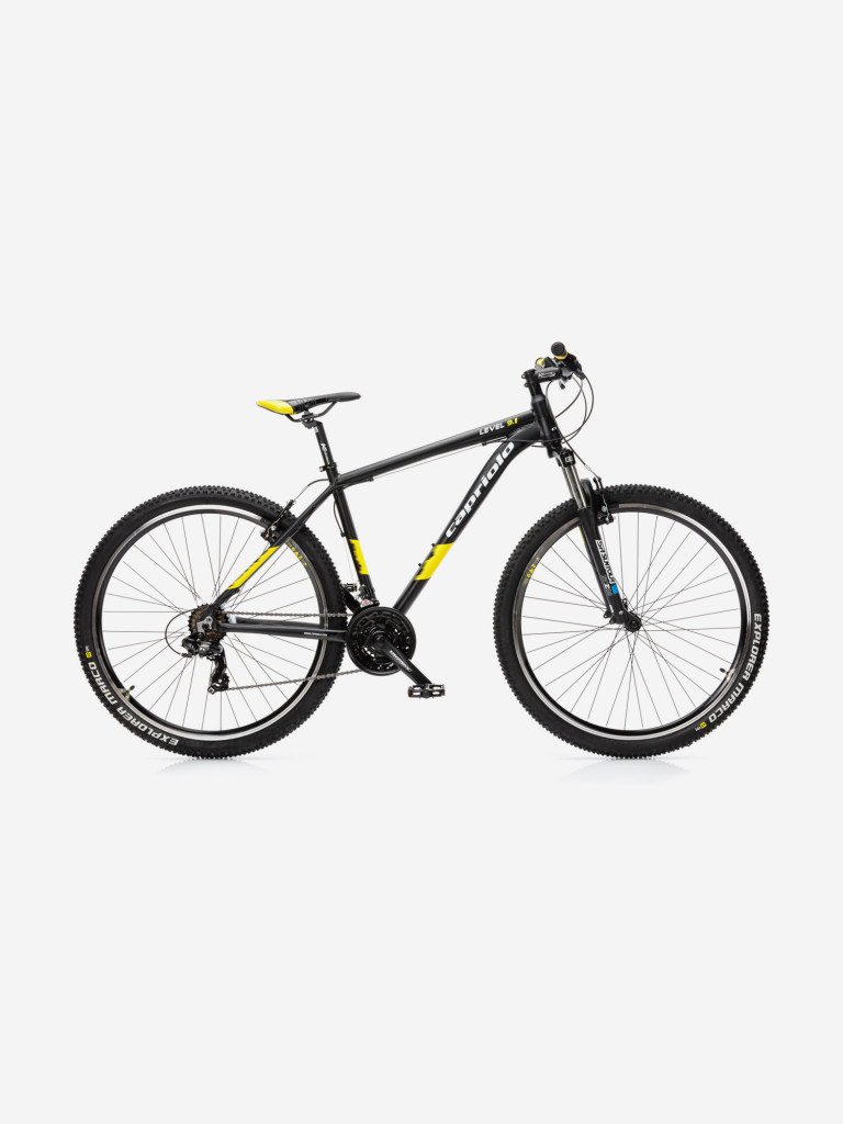 Велосипед CAPRIOLO MTB LEVEL 9.1 (3 X 7), рама алюминий 21'', колёса 29'' (чёрный (матовый) - жёлтый)