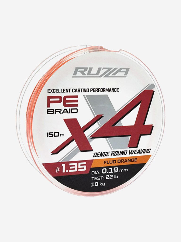 Шнур X4 150м Fluo Orange 0,19мм 10кг/22lb