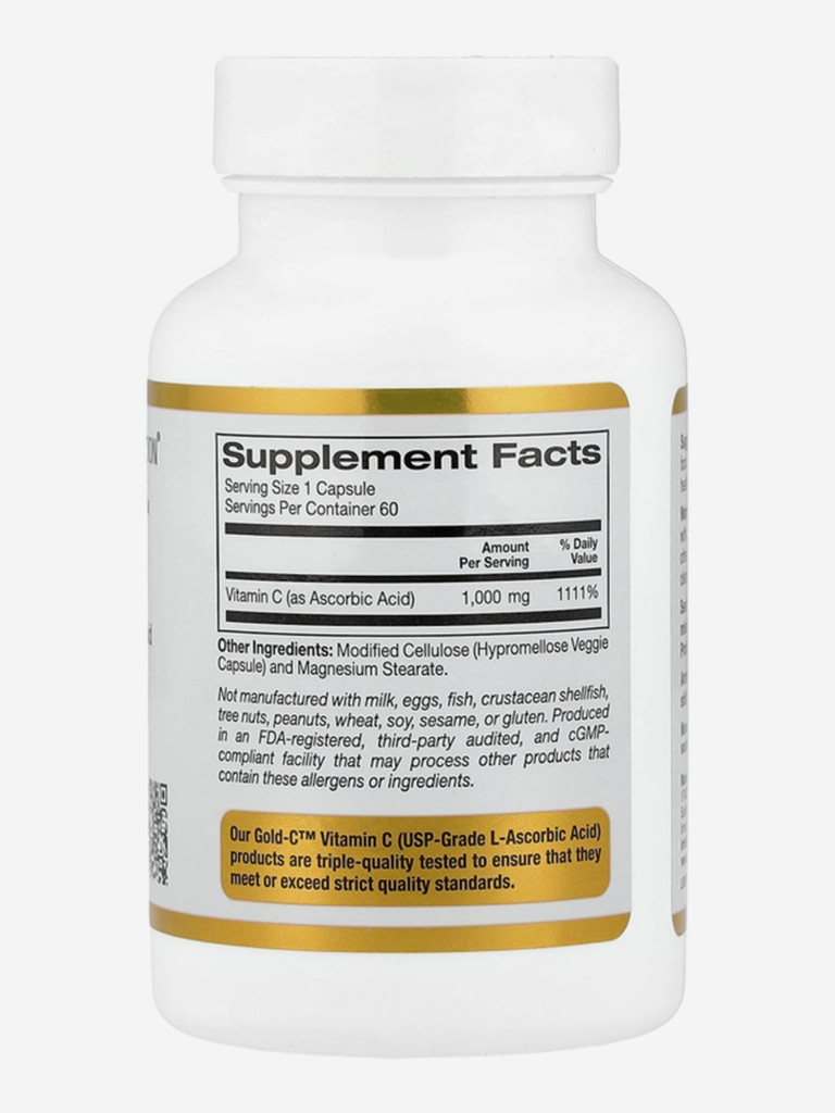 Витамин С, California Gold Nutrition, 1000 мг, 60 капсул