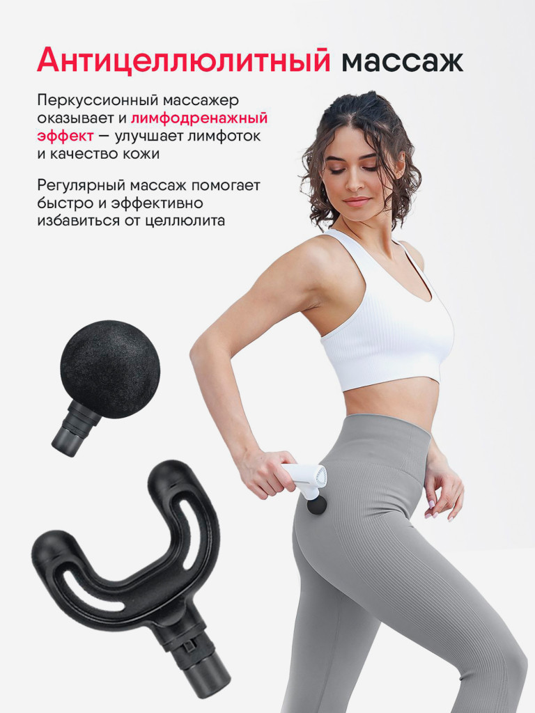 Перкуссионный массажер пистолет для тела Ergonova MaxBurn GUN mini электрический антицеллюлитный лимфодренажный