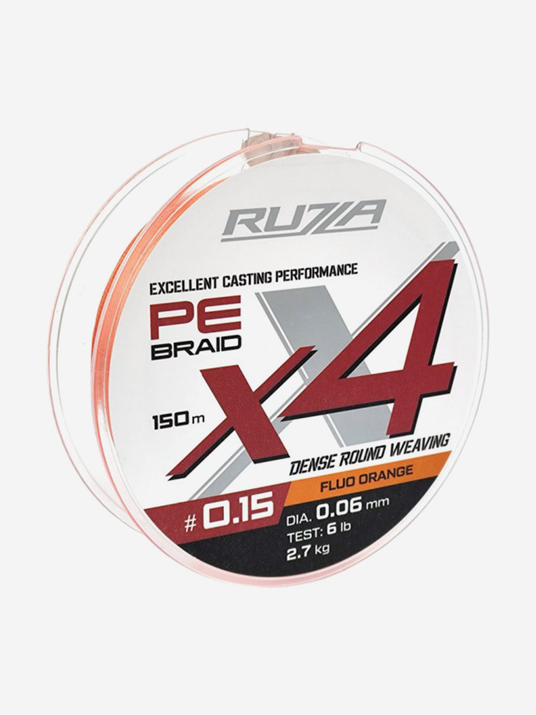 Шнур X4 150м Fluo Orange 0,06мм 2,7кг/6lb