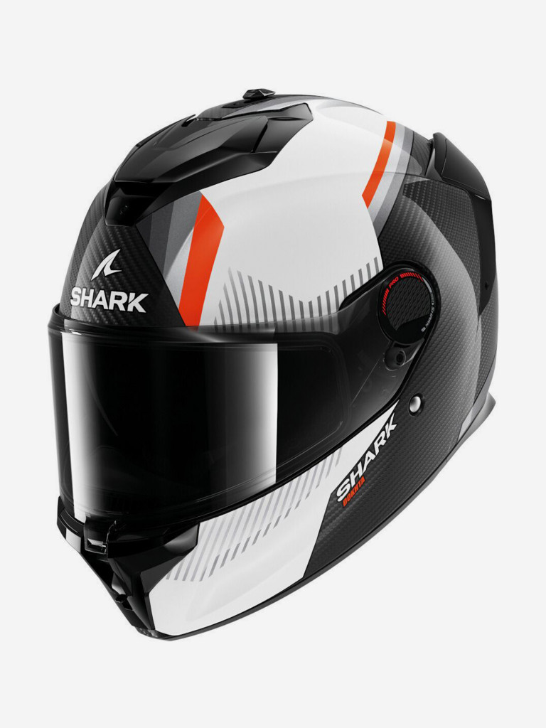 Мотошлем интеграл Shark SPARTAN GT PRO DOKHTA CARBON Black/White/Orange