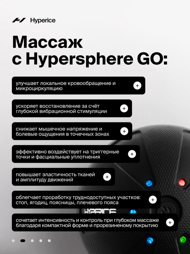 Массажер для тела Вибрационная сфера Hypersphere Go Вибрационный массажный мяч 7,6 см