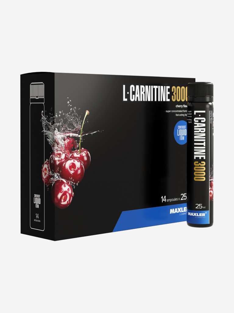 Л-карнитин жидкий Maxler, 3000 мг на порцию, 14 туб по 25 мл - Вишня