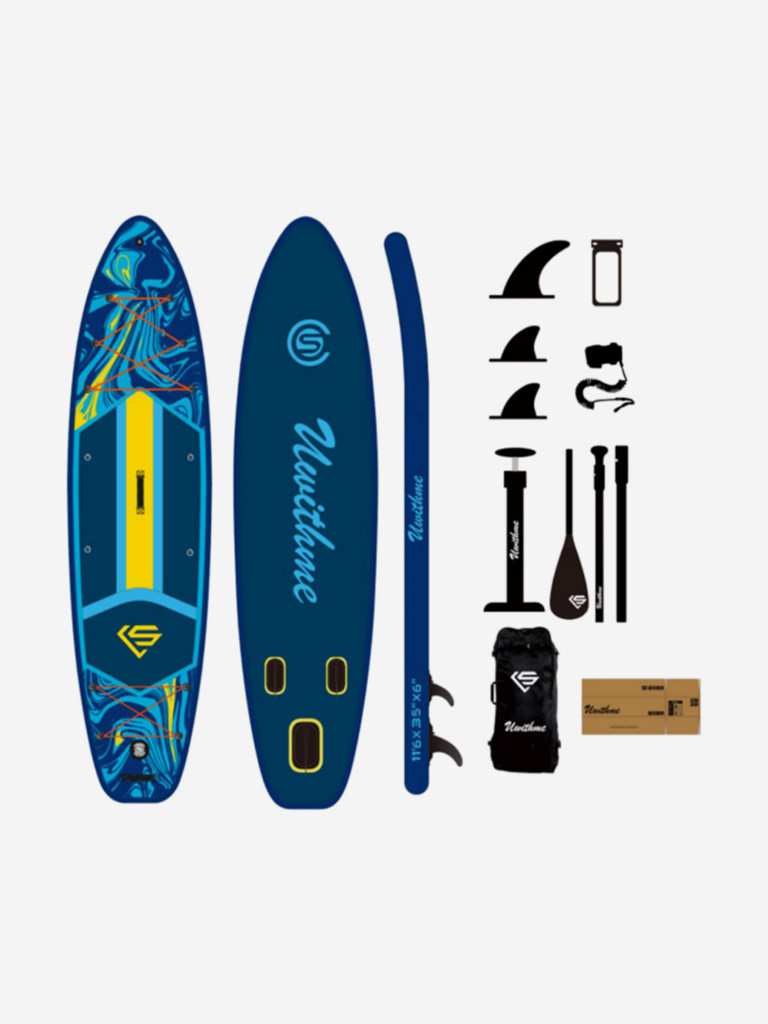 SUP-доска Uwithme Striped Blue 350*89*15,полный комплект