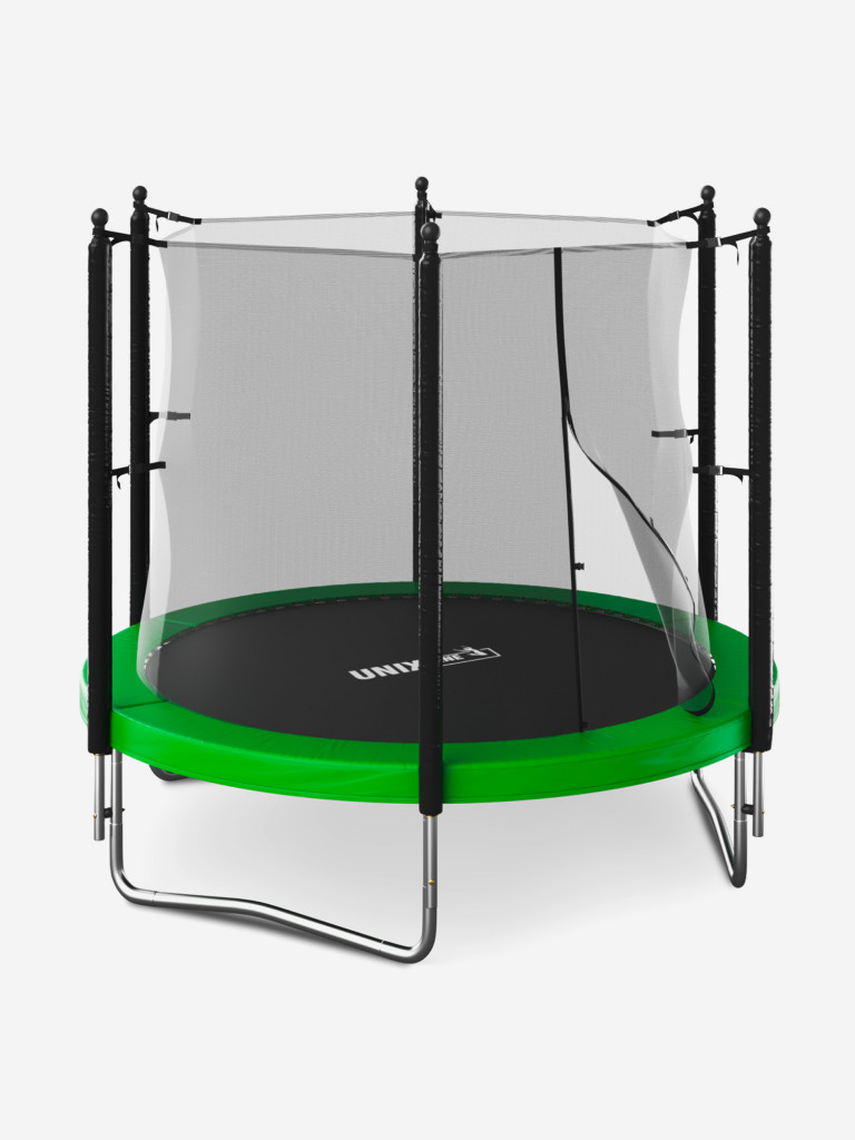 Батут каркасный UNIX Line Simple 8 ft Green с внутренней защитной сеткой, общий диаметр 244 см, до 140 кг