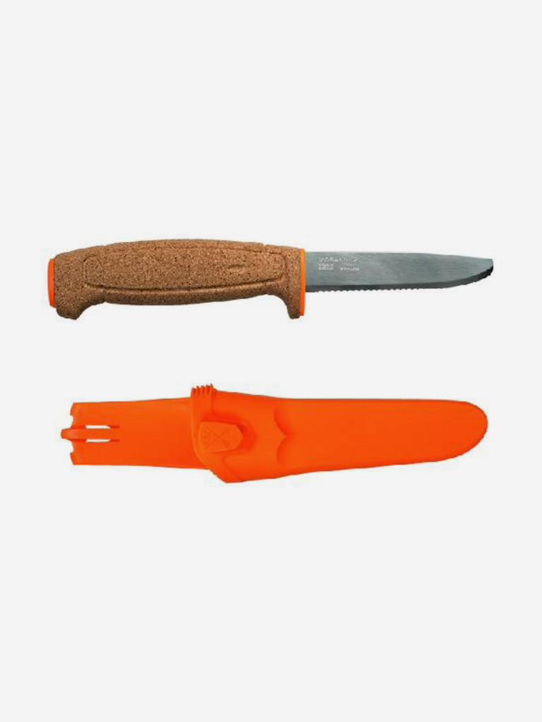 Нож Morakniv Floating Serrated Knife, нержавеющая сталь, пробковая ручка,,  13131 оранжевый цвет — купить за 4515 руб., отзывы в интернет-магазине  Спортмастер