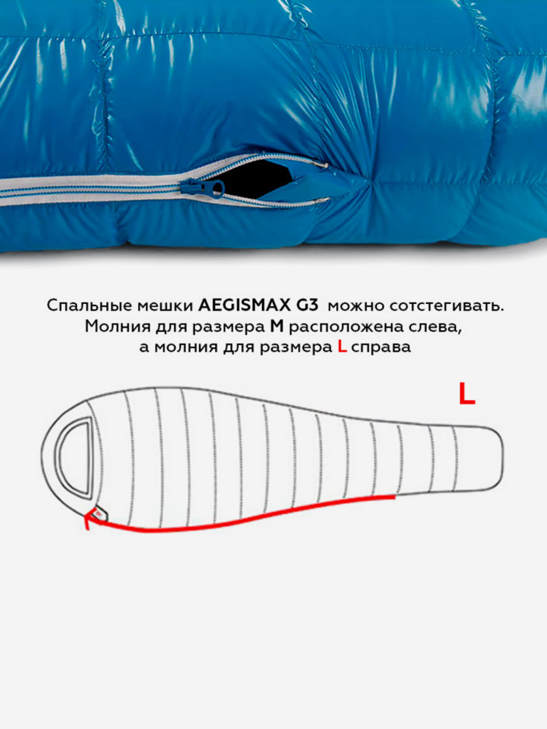 Спальный мешок AEGISMAX G3, пуховый, -15 , размер L, синий