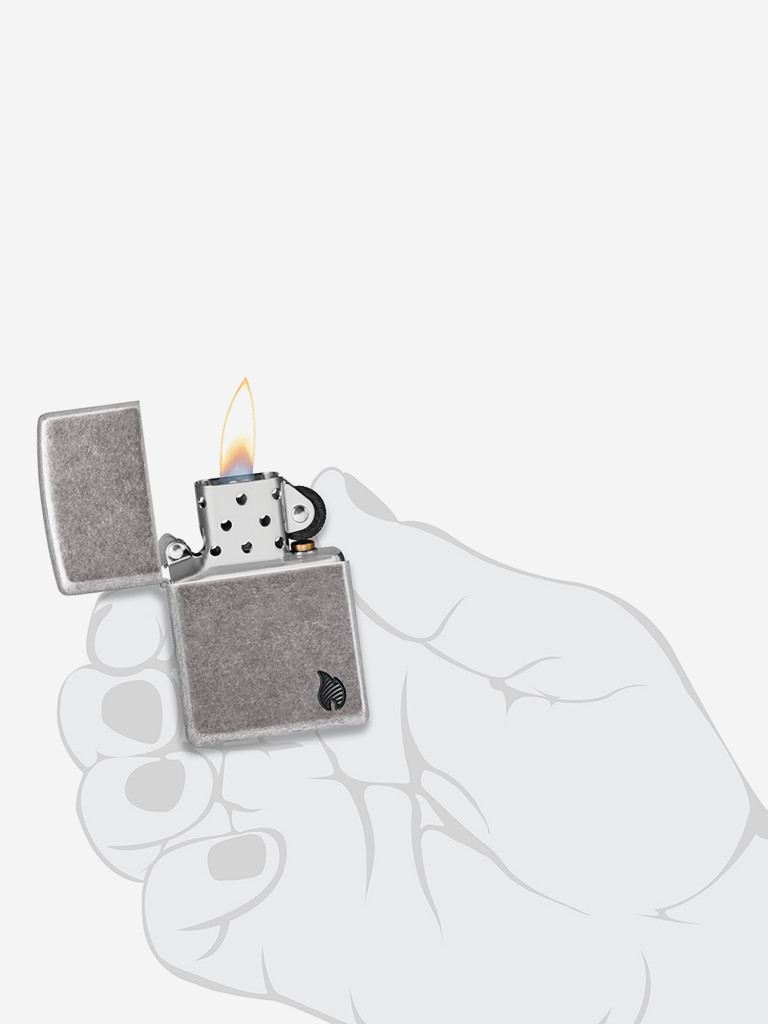 Зажигалка бензиновая ветроустойчивая Zippo Armor Пламя Flame Antique Silver