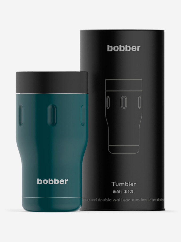 Термокружка вакуумная BOBBER Tumbler 350 мл, крышка 360, тепло до 6 часов, темно-бирюзовый
