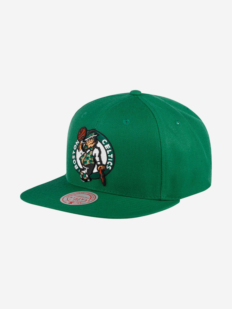 Бейсболка с прямым козырьком MITCHELL NESS HHSS3256-BCEYYPPPGREN Boston Celtics NBA (зеленый)