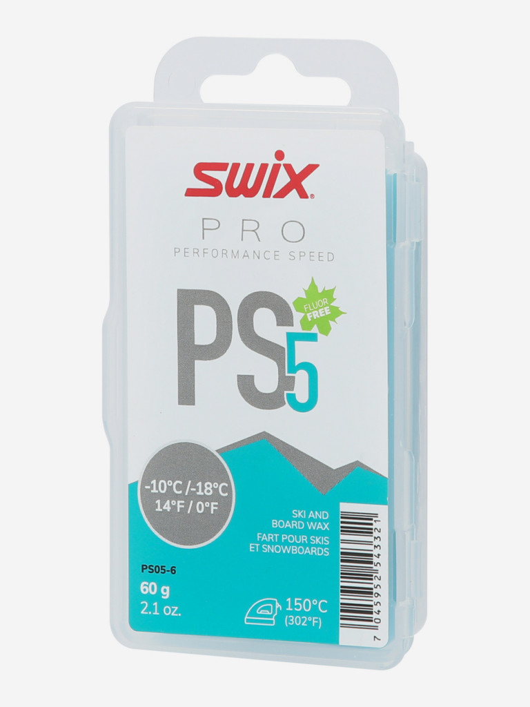 Мазь скольжения твердая Swix PS5 Turquoise, -10°C/-18°C, 60 г