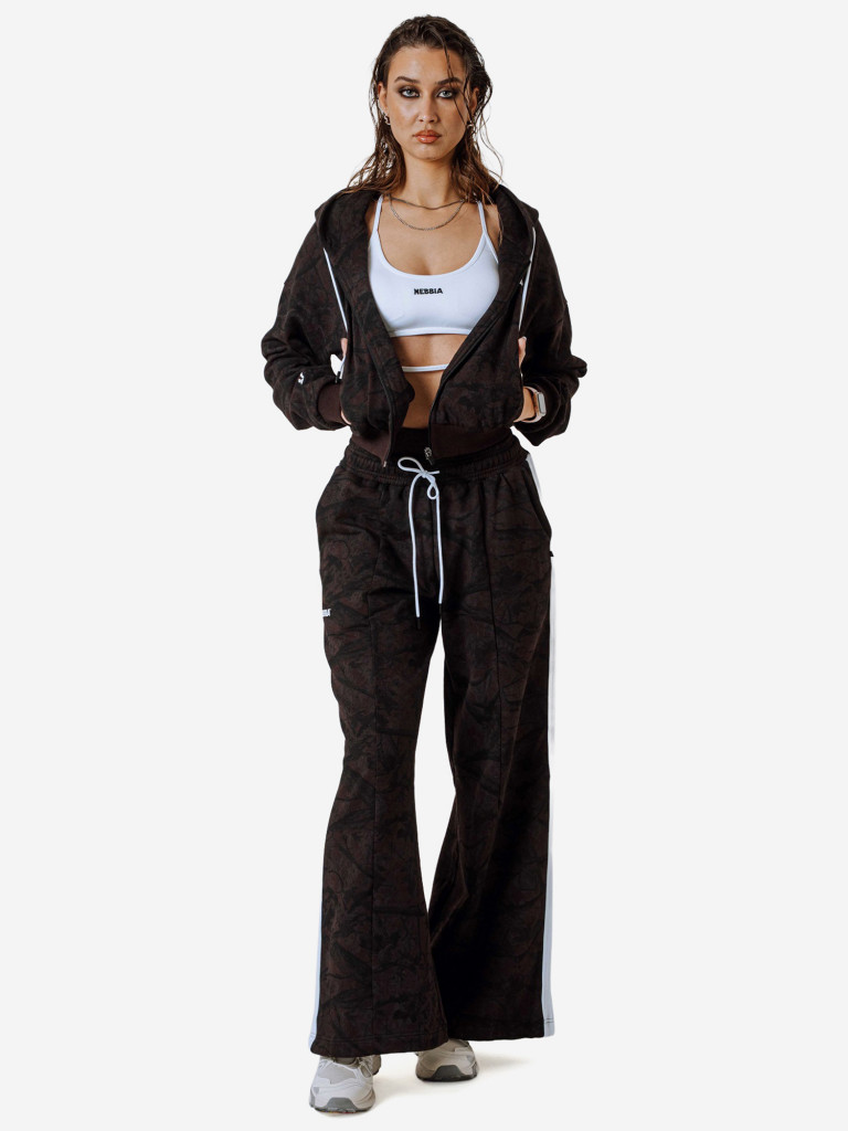 Толстовка женская NEBBIA Relaxed Zip Hoodie POWER 895 Dark brown camo