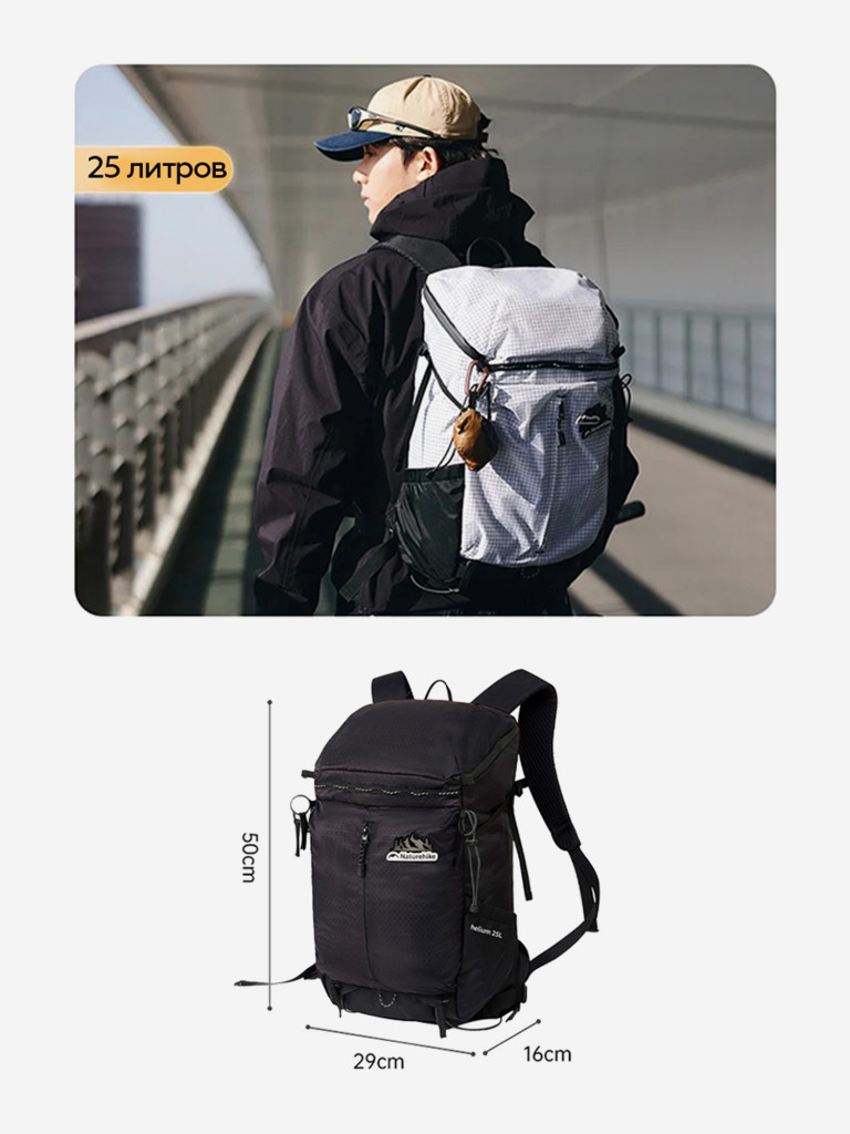 Туристический рюкзак Naturehike Helium 25 л черный