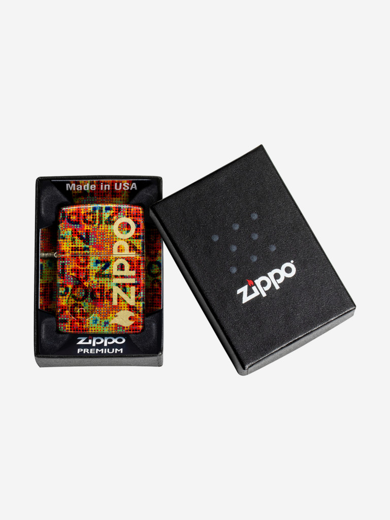 Зажигалка бензиновая ветроустойчивая Zippo Pixel Fusion 540 Tumbled Brass