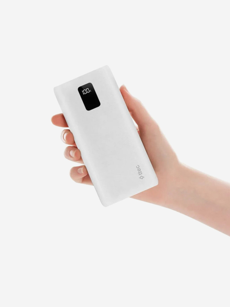 Внешний аккумулятор TTEC PowerSlim Trio LCD 10.000mAh PD 22,5W Powerbank с тройным кабелем USB-A -Lightning/USB-C/Micro USB. Цвет: белый