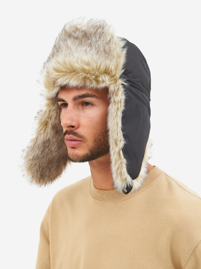 Шапка-ушанка мужская зимняя меховая с маской Huntsman Евро Волк