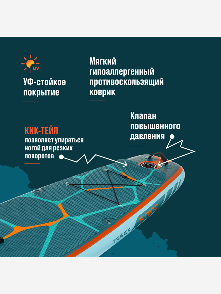 Надувная двухслойная SUP-доска SIRENA TOUR 12,6, сапборд с веслом, насосом и рюкзаком