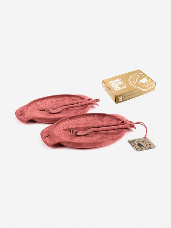 Финский набор туристической посуды Kupilka Fill That Belly на 2 персоны, цвет: красный